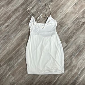 backless off white mini dress